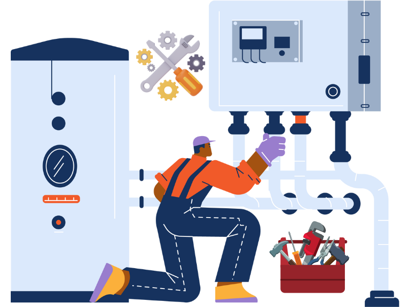 An engineer using the FixiBo mobile app to manage a service request